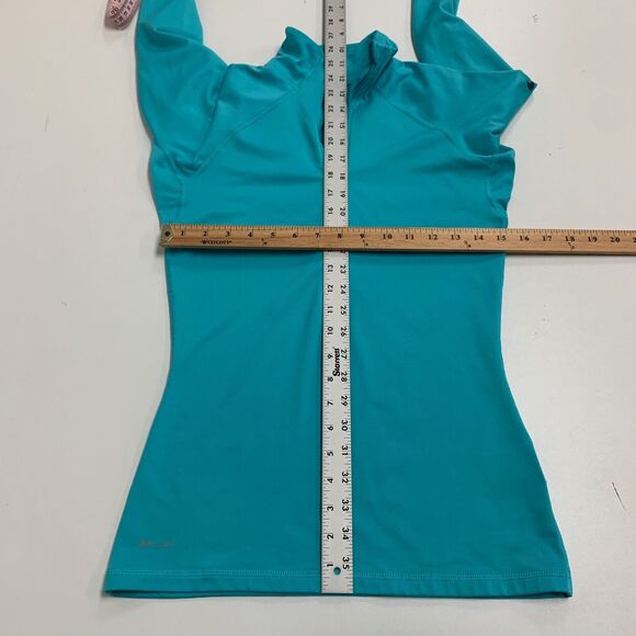 Nike Pro Shirt Womens S Small Blue Hyperwarm Thermal Thumbholes Sweatshirt - Picture 7 of 13